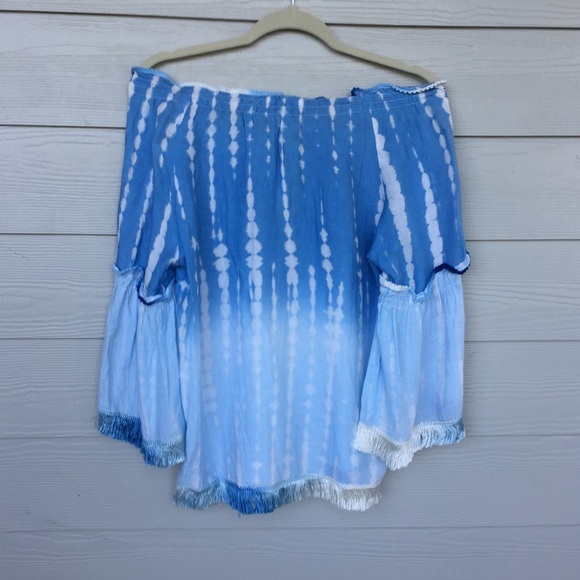 America + Beyond Blue Watercolor Tassel Top - Picture 8 of 8